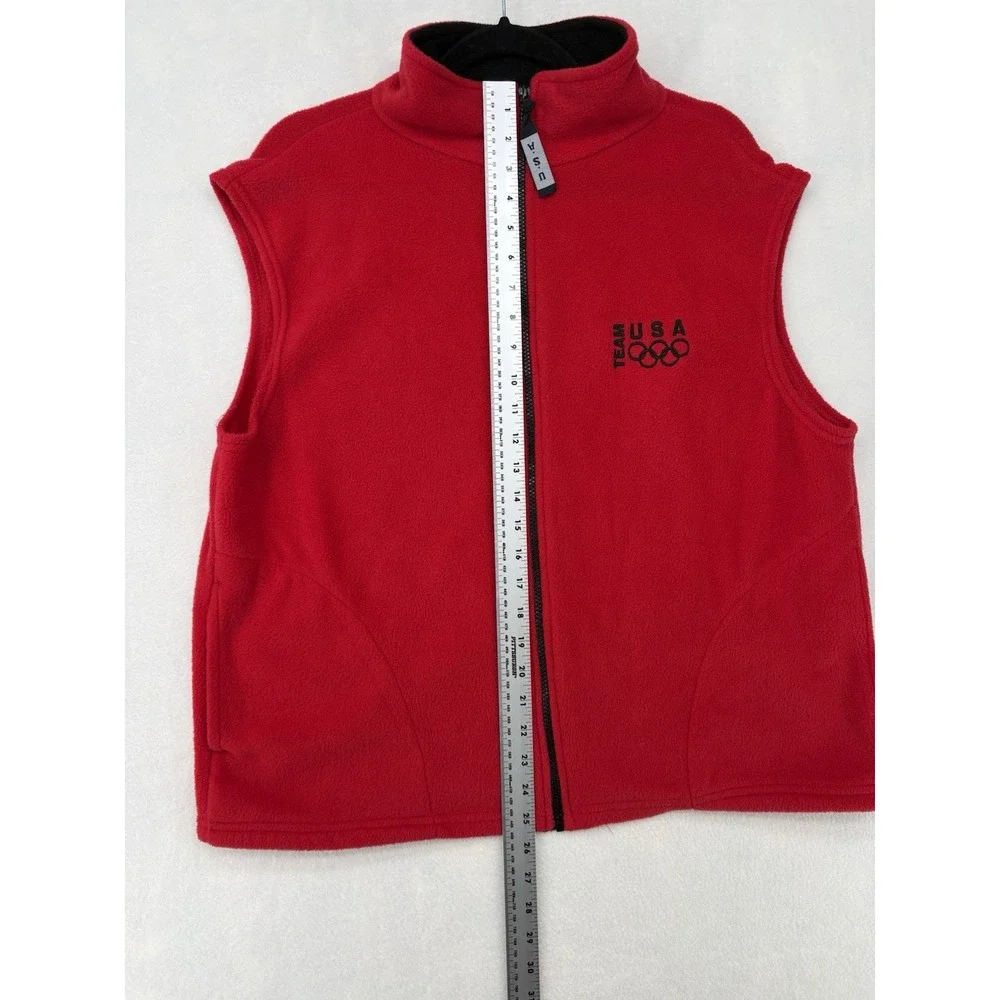 VTG Team USA Olympics Vest Fleece Red Full Zip Jacket Made in USA Mens XL